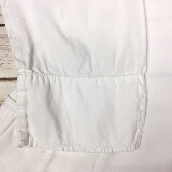 Eileen Fisher Boxy White V-Neck Linen Blend Top - Picture 5 of 8